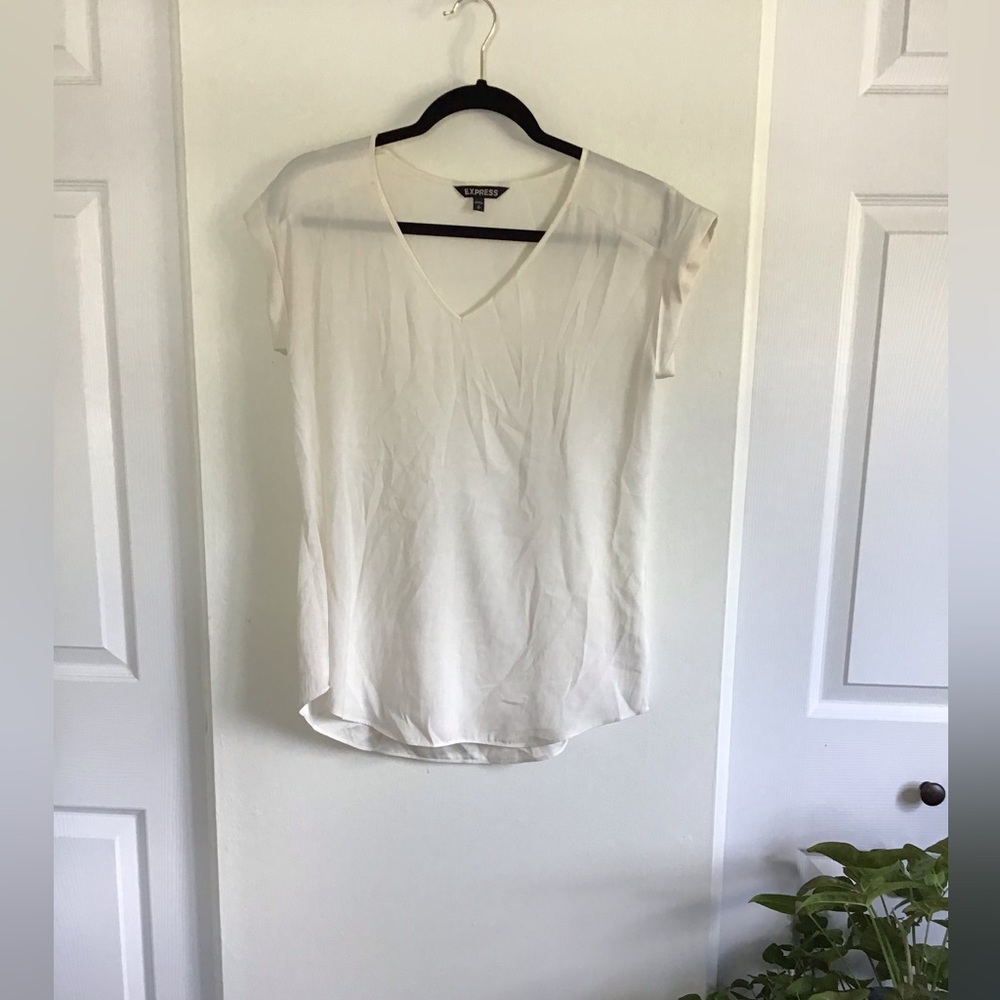 Express white V-neck blouse - S